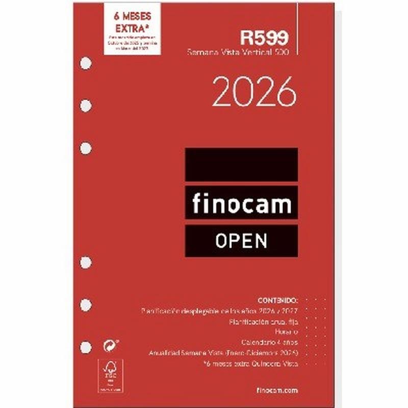 RECAMBIO ANUAL 2026 FINOCAM OPEN 500 SEMANA VISTA VERTICAL R599 (711500026) - RECAMB.AG.AÑO S/V/V 117*181 OPEN 500 R599