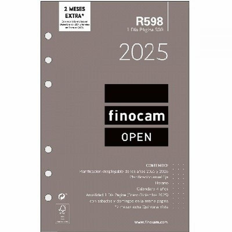 RECAMBIO ANUAL 2025 FINOCAM OPEN 500 DIA PAGINA R598 (711670025) - RECAMB.AG.AÑO D/PG.117*181 R598