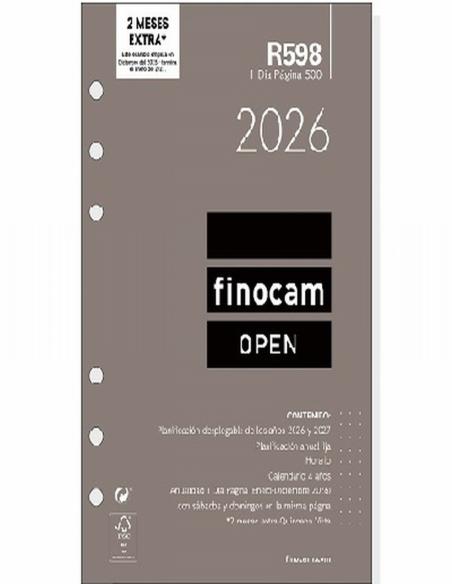 RECAMBIO ANUAL 2026 FINOCAM OPEN 500 DIA PAGINA R598 (711670026) - RECAMB.AG.AÑO D/PG.117*181 R598