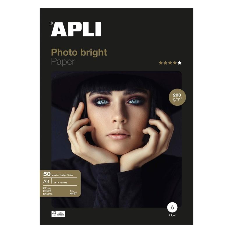 PAPEL FOTOGRAFICO PHOTOBRIGHT A3 200 GRS/M2 50 HOJAS (04457) - PAP.INKJET 200GR.A3 50HJ.GLOSSY APLI