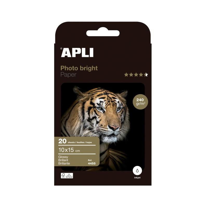 PAPEL FOTOGRAFICO APLI GLOSSY 10X15 CMS INK-JET 240 GR PACK DE 20 HOJAS (4455) - PAP.INKJET FOTO 10*15 20H 240GR.41706