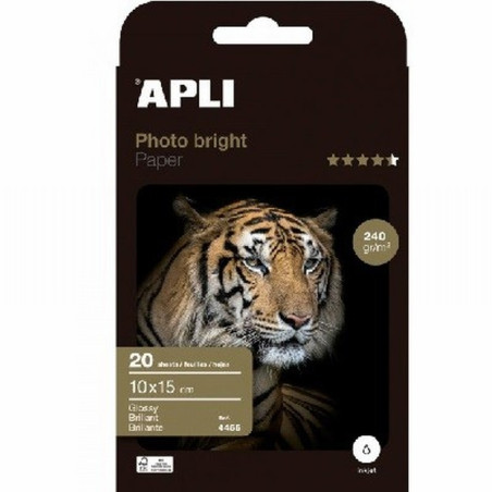 PAPEL FOTOGRAFICO APLI GLOSSY 10X15 CMS INK-JET 240 GR PACK DE 20 HOJAS (4455) - PAP.INKJET FOTO 10*15 20H 240GR.41706