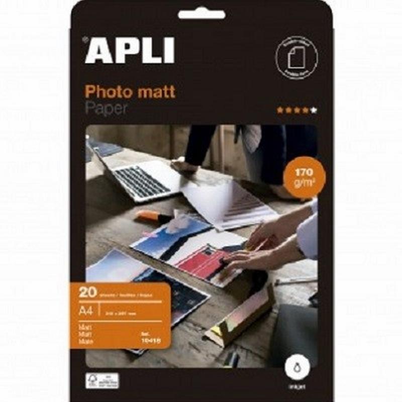 PAPEL FOTOGRAFICO MATE A4 170 GRS/M2 20 HOJAS (10418) - PAP.INK.D/CARA 170GR.MATE 20HJ