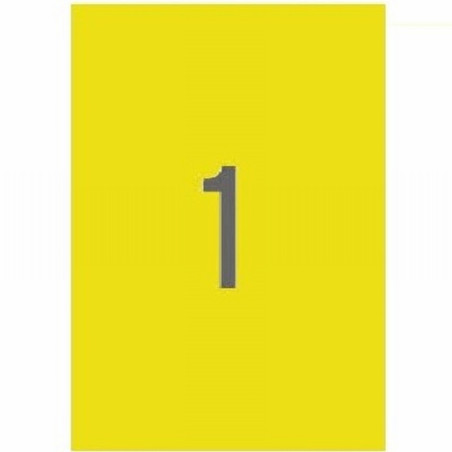 ETIQUETA ADHESIVA APLI LASER/COPY/INKJET 210X297 MM. AMARILLA DIN A4 100 HOJAS 100 ETIQUETAS (11838)