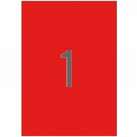ETIQUETA ADHESIVA APLI LASER/COPY/INKJET 210X297 MM. ROJA DIN A4 100 HOJAS 100 ETIQUETAS (11840) -