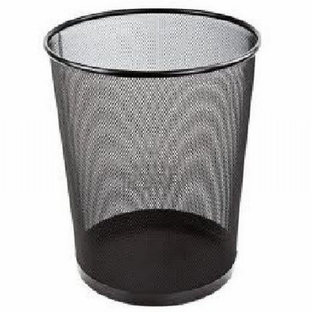 PAPELERA BISMARK REJILLA METALICA REDONDA NEGRA 18 LITROS 295X350 MM. (317273) - PAPEL.METAL REJILLA NG 18L.