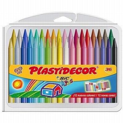 LAPICES CERA PLASTIDECOR CAJA DE 18 COLORES SURTIDOS...