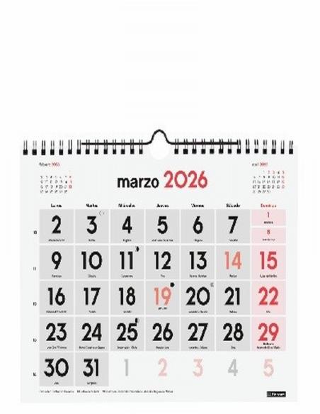 CALENDARIO ANUAL FINOCAM 2026 PARED NUMEROS GRANDES S 21x15 CMS. (780200026) - CALENDARIO PARED S 21x15 NUM.GRANDES
