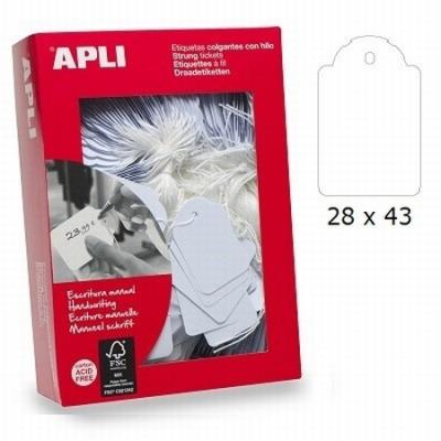 ETIQUETAS APLI COLGANTES BLANCAS 28X43 MM ATADO DE 100...