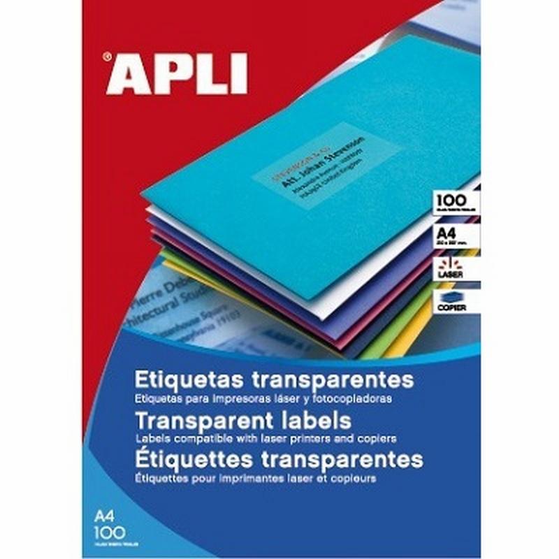 ETIQUETA ADHESIVA APLI LASER FOTOCOPIADORA POLIESTER 210X297 MM. TRANSLUCIDA 100 HOJAS DIN A4 100 ETIQUETAS (11919)