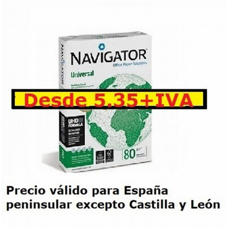 PAPEL FOTOCOPIADORA NAVIGATOR UNIVERSAL A4 80 GRAMOS PREMIUM 500 HOJAS -PRECIOS VALIDOS HASTA 1 DE OCTUBRE-