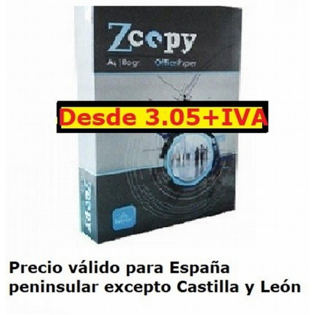 PAPEL FOTOCOPIADORA ZCOPY DIN A4 80 GRAMOS/M2 ETIQUETA ECOLABEL ESTANDAR 500 HOJAS. -PRECIOS VALIDOS HASTA 1 DE OCTUBRE-