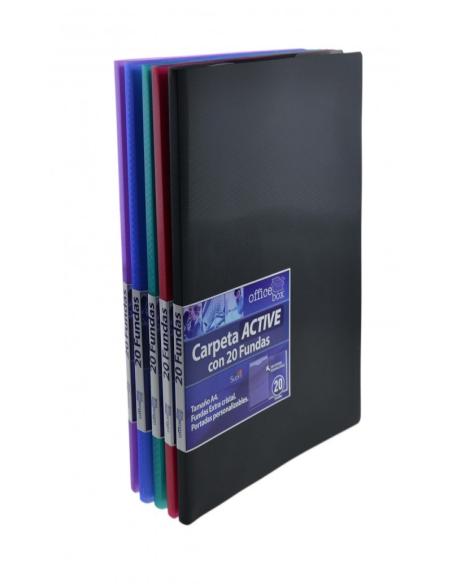 CARPETA OFFICE BOX ACTIVE SUPRA DIN A4 20 FUNDAS POLIPROPILENO (19215) - CARP.20 FUNDAS PERSONALIZ.PP A4 COLOR