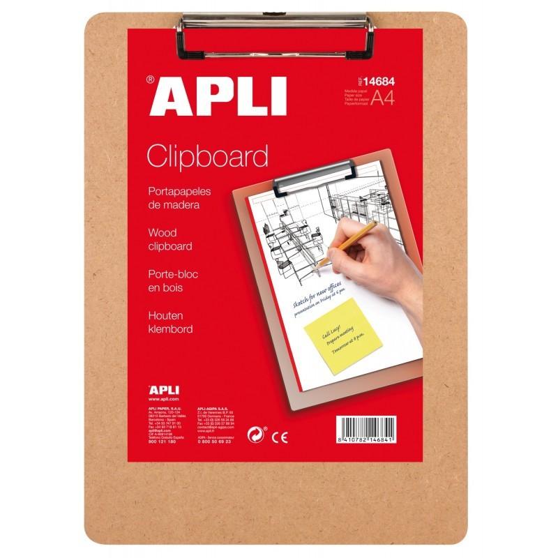 CLIPBOARD APLI MADERA A4 (14684) DE APLI - CARP.PORTADOCUMENTOS MADERA A4