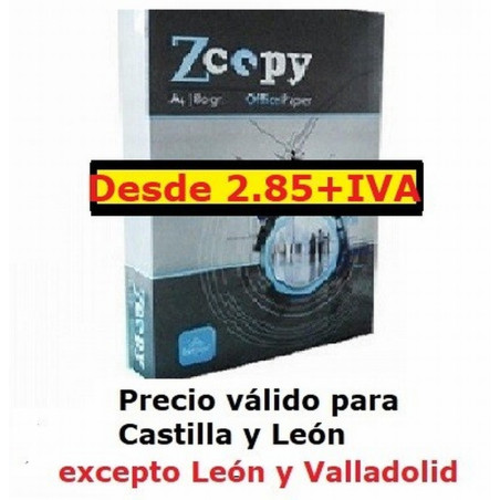 PAPEL FOTOCOPIADORA ZCOPY DIN A4 80 GRAMOS/M2 ETIQUETA ECOLABEL ESTANDAR 500 HOJAS. -PRECIOS VALIDOS HASTA 1 DE OCTUBRE-