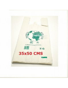 BOLSA PLASTICO CAMISETA BLANCA  100% RECICLADO 100% RECICLABLE 35X50 CM 100 UNIDADES - BOLSAS PLASTICO CAMISETA 35x50 100UN.