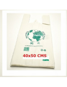 BOLSA PLASTICO CAMISETA BLANCA  100% RECICLADO 100% RECICLABLE 40X50 CM 100UNIDADES - BOLSAS PLASTICO CAMISETA 40*50 100UN