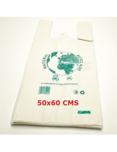 BOLSA PLASTICO CAMISETA BLANCA  100% RECICLADO 100% RECICLABLE 50X60 CM 100 UNIDADES - BOLSAS PLASTICO CAMISETA 50*60 100UN.