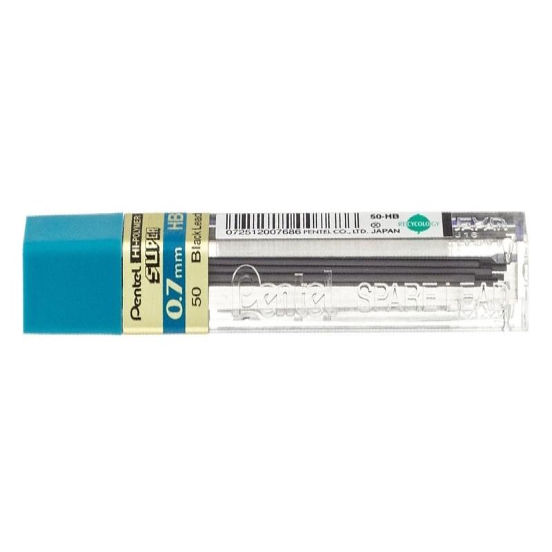 MINAS PENTEL GRAFITO 0,7 MM HB HI POLYMER TUBO CON 12 MINAS (C507-HB) - MINA 0.7MM-HB TB12U.PENTEL