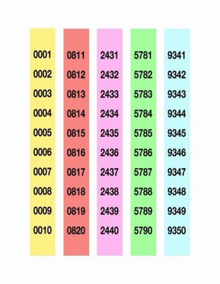 TALONARIO APLI RIFAS 10000 NUMEROS 3X21 CM.(13110) - TALON RIFA 0001-10000 1000HOJAS.