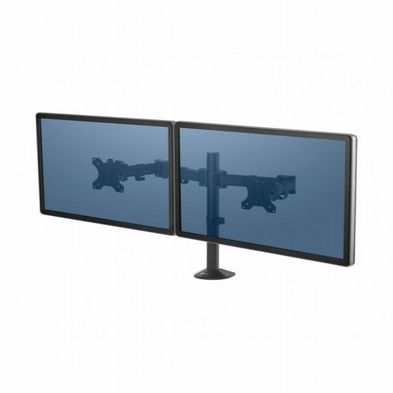 BRAZO PARA MONITOR FELLOWES REFLEX AJUSTABLE EN ALTURA 2 PANTALLAS NORMATIVA VESA (8502601) - BRAZO MONITOR DOBLE REFLEX