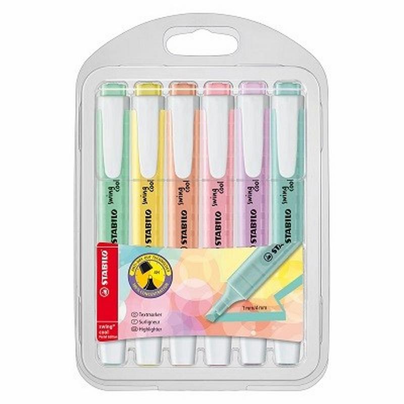 MARCADOR FLUORESCENTE STABILO SWING COOL PASTEL COLORES SURTIDOS BLISTER 6 UNIDADES (275/6 08) - MARC.STABILO SWING COOL PQ.6