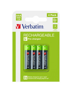 PILA VERBATIM AAA RECARGABLE BLISTER CON 4 UNIDADES (49514) - PILA ALCALINA LR03-AAA 1,5V RECARGAB.CJ4