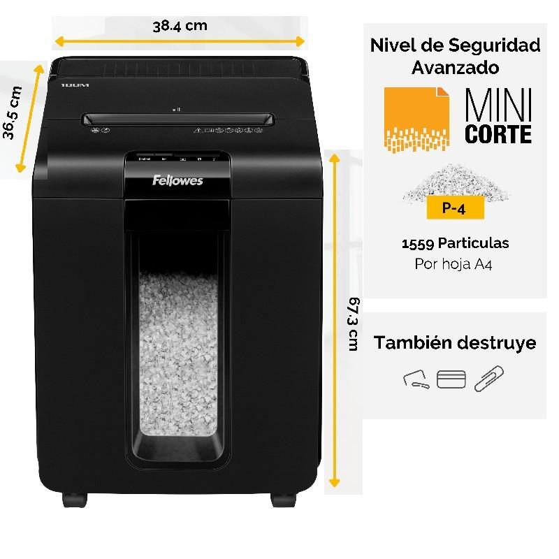 DESTRUCTORA AUTOMATICA FELLOWES AUTOMAX 100M HASTA 100 HOJAS (4629201) - DESTRUCTORA FELLOWES AUTOMAX 100M