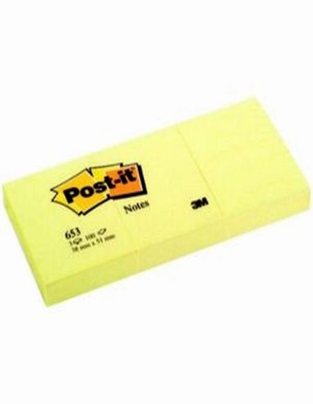 BLOC DE NOTAS ADHESIVAS POST-IT DE QUITA Y PON 38X51 MM CON 100 HOJAS (653E) - POSTI 38*51 AM 3M 653
