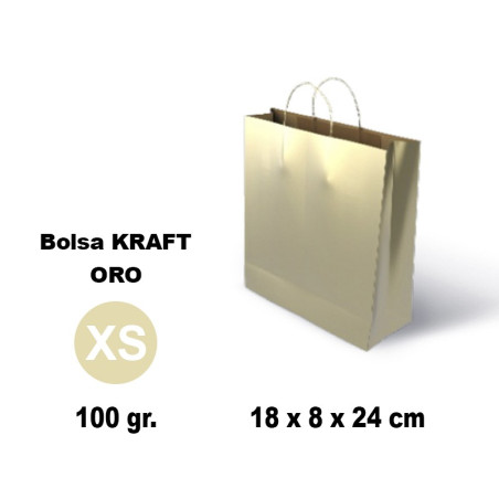 BOLSA KRAFT GRAFOPLAS ASA RETORCIDA 180X80X240 MM ORO (60321465) - BOLSA C/ASA KRAFT-ORO 18x8x24