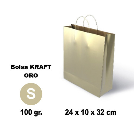 BOLSA KRAFT GRAFOPLAS ASA RETORCIDA 240X10X320 MM ORO (60321665) - BOLSA C/ASA ORO  24*10*32