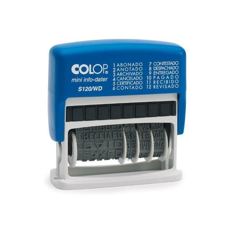 FORMULARIO COLOP CON FECHADOR 12 TEXTOS ENTINTAJE AUTOMATICO 4 MM (153630) - FORMULARIO 12TEXTOS C/FECHA ENTINTADO AZ