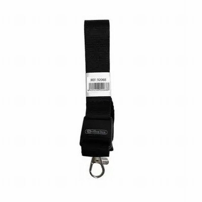CINTA PLANA OFFICE BOX PARA LANYARD MOSQUETON METALICO NEGRO (92068) - DISTINTIVO CINTA PLANA-SIN PLASTICO NG.
