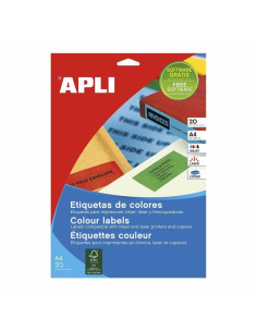 ETIQUETA ADHESIVA APLI LASER/COPY/INKJET 70X37 MM. ROJA 20 HOJAS DIN A4 480 ETIQUETAS (01593) - ETIQ.LASER 70*37 RJ CJ480 20H 2