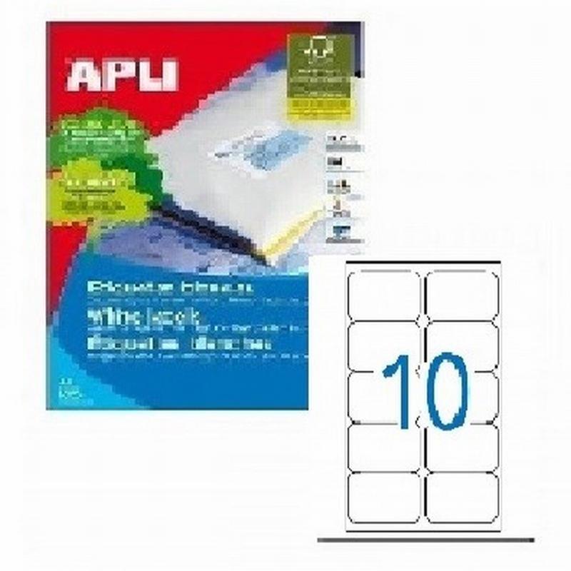 ETIQUETA ADHESIVA APLI LASER FOTOCOPIADORA INKJET CANTOS ROMOS 99.1X57 MM BLANCA 100 HOJAS DIN A4 1000 ETIQUETAS (02411)