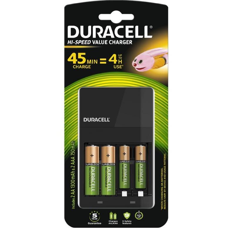 CARGADOR DE PILAS RECARGABLES DURACELL AAA/AA (4 PILAS RECARGABLES 2 AA + 2AAA INCLUIDAS) (DRBCEF14)