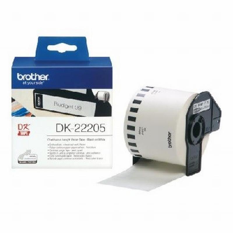 ETIQUETA ADHESIVA CONTINUA BROTHER DK22205 -TAMAÑO 62 MM X 30,48 MTS. PARA IMPRESORAS DE ETIQUETAS QL (DK22205)