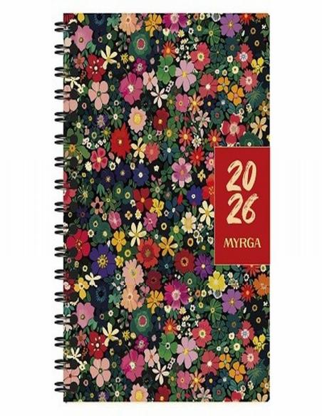 AGENDA ANUAL MYRGA 2026 ESPIRAL DUEÑAS 24 X 16,5 CM. SEMANA VISTA NEGRA (3905NG) - AGEND.ESPIRAL S/VISTA PP 1/4 17*21