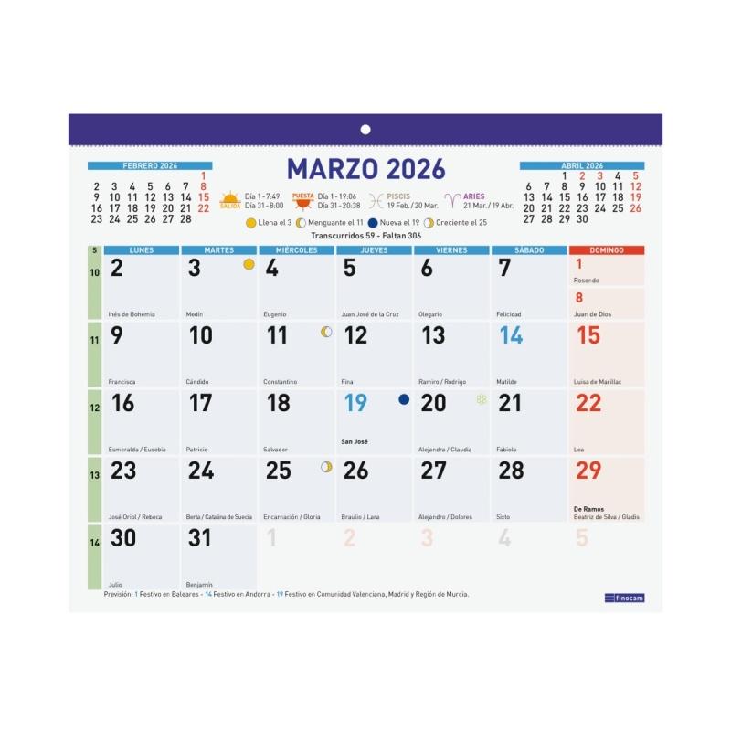 CALENDARIO FALDILLA ANUAL FINOCAM F43 PARA...