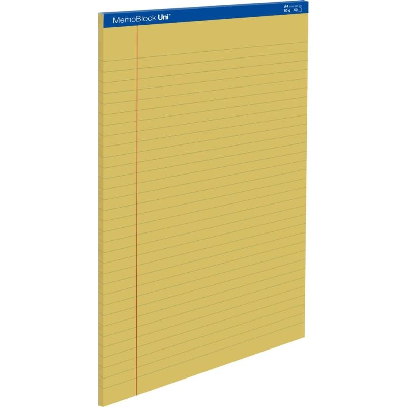 BLOC NOTAS UNIPAPEL ENCOLADO A4 RAYADO HORIZONTAL 50 HOJAS 80 GR COLOR AMARILLO (37003500) - BLOC.PERF.A4 RY.50H.AM.UNIPAPEL
