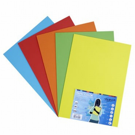 PAPEL FABRISA DIN A3 80 GRAMOS/M2 100 HOJAS COLORES SURTIDOS INTENSOS (16249) - PAP.A3 SURTIDO INTENSO 80GRS.100HJ