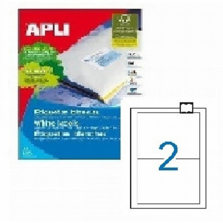 ETIQUETA ADHESIVA APLI LASER FOTOCOPIADORA INKJET 175X135 MM BLANCA 100 HOJAS DIN A4 200 ETIQUETAS (11659)