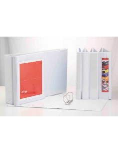 CARPETA CANGURO BLANCA PARDO A4 4 ANILLAS 25MM BOLSA TRANSPARENTE (225412) - CARP.CANG.4AN.25MM.MX 2