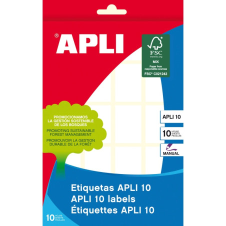 ETIQUETAS APLI BLANCAS 22X32 MM. ESCRITURA MANUAL 10 HOJAS (1644) - ETIQ.ADH.BL.22*32 200U