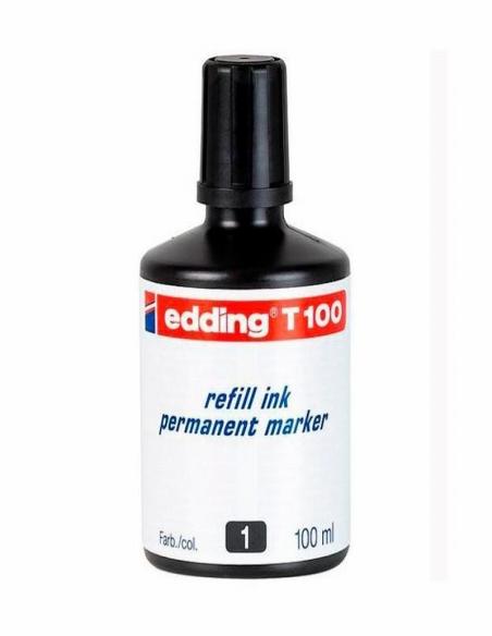 TINTA ROTULADOR EDDING T-100 NEGRA BOTE 100 ML (T100-01) - TINTA EDDING NG.100 ML.