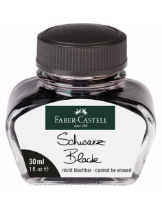 TINTERO FABER-CASTELL AZUL BOTE DE CRISTAL 30ML NEGRA INDELEBLE (149854) - TINTERO PLUMA FABER 30ML.NG