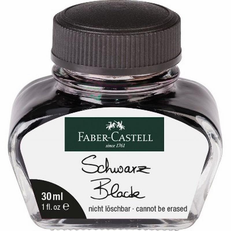 TINTERO FABER-CASTELL AZUL BOTE DE CRISTAL 30ML NEGRA INDELEBLE (149854) - TINTERO PLUMA FABER 30ML.NG