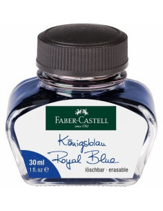 TINTERO FABER-CASTELL BOTE DE CRISTAL 30ML AZUL REAL BORRABLE (149839) - TINTERO PLUMA FABER 30ML.AZ