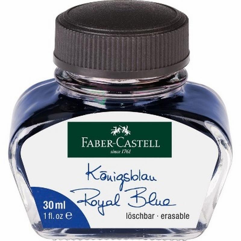 TINTERO FABER-CASTELL BOTE DE CRISTAL 30ML AZUL REAL BORRABLE (149839) - TINTERO PLUMA FABER 30ML.AZ