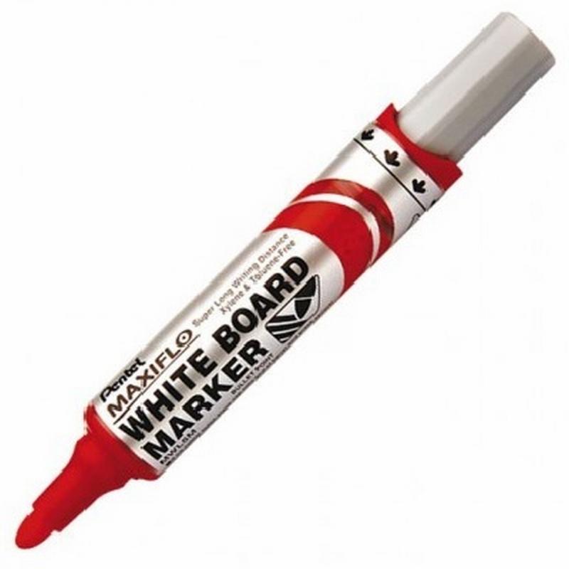 ROTULADOR PENTEL MAXIFLO PUNTA GRUESA PARA PIZARRA BLANCA COLOR ROJO (MWL5M-PENTEL-B) - ROT.PIZ.BL MAXIFLO RJ.PUNTA M